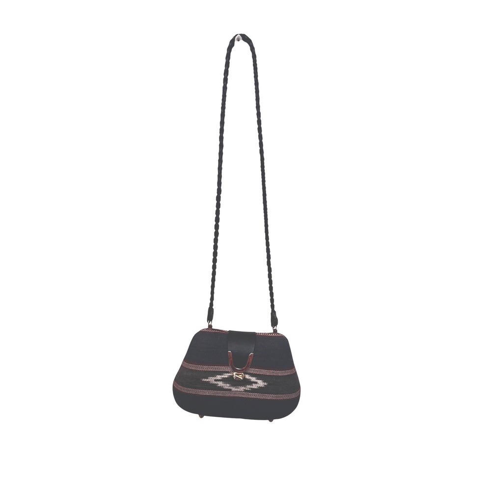 Vintage Southwestern Woven Tapestry Crossbody Bag Navy‎ Blue Red Aztec